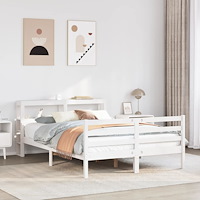 vidaXL Sängram med huvudgavel 160x200 cm massiv furu