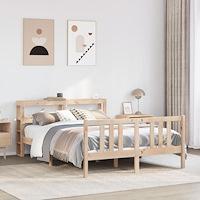 vidaXL Sängram med huvudgavel 120x200 cm massiv furu