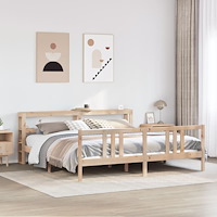 vidaXL Sängram med huvudgavel 180x200 cm massiv furu