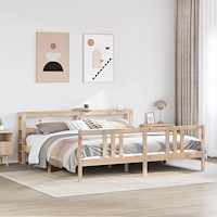 vidaXL Sängram med huvudgavel 200x200 cm massiv furu