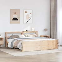 vidaXL Sängram med huvudgavel 180x200 cm massiv furu
