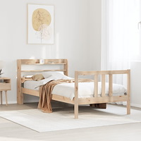 vidaXL Sängram med huvudgavel 75x190 cm massivt furu