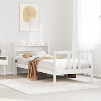 vidaXL Sängram med huvudgavel utan madrass vit 90x200 cm