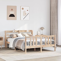 vidaXL Sängram med huvudgavel 120x200 cm massiv furu