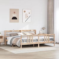 vidaXL Sängram med huvudgavel 180x200 cm massiv furu