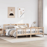 vidaXL Sängram med huvudgavel 200x200 cm massiv furu