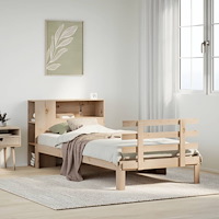 vidaXL Säng med bokhylla utan madrass 75x190cm massiv furu