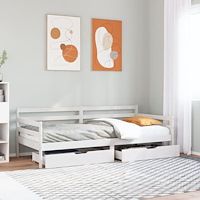 vidaXL Dagbädd med lådor vit 90x190 cm massiv furu