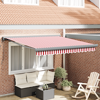 vidaXL Automatisk Utdragbar Markis Röd och Vit Rand 300x250 cm