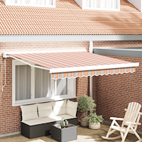 vidaXL Automatisk utdragbar markis med flerfärgad rand 300x250 cm