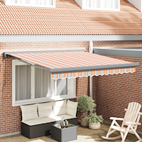 vidaXL Automatisk utdragbar markis mångfärgad rand 300x250 cm