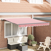 vidaXL Manuell Hopfällbar Markis Röd och Vit Rand 350x250 cm