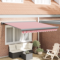 vidaXL Manuell hopfällbar markis i röd och vit rand 350x250 cm