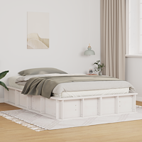 vidaXL Vit Sängram med Liftsystem för Förvaring - 140 x 200 cm