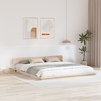 vidaXL Golvsängram med sängbord 200x200cm Massivt trä