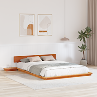 vidaXL Golvsängram med Sängbord Vaxad Brun 150x200cm Massivt Trä