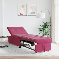 vidaXL sängsoffa 3-i-1 utdragbar design vinröd sammet