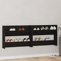 vidaXL Väggskoskåp 2 pcs Svart ek 60 x 18 x 60 cm Konstruerat trä