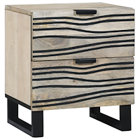 vidaXL Nattduksbord Vit och svart 40 x 33 x 46 cm massivt mangoträ