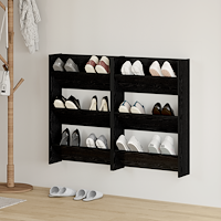vidaXL Väggskoskåp 2 pcs Svart ek 60 x 18 x 60 cm Konstruerat trä