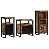 vidaXL Badrumsmöbelset 3 pcs Flerfärgsdesign Massivt återvunnet trä