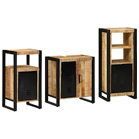 vidaXL Badrumsmöbelset 3 pcs Brun 55 x 35 x 60 cm Massivt mangoträ