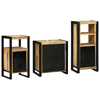 vidaXL Badrumsmöbelset 3 pcs Brun 55 x 35 x 60 cm Massivt mangoträ