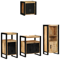 vidaXL Badrumsmöbelset 4 st Brun och svart 55 x 35 x 60 cm