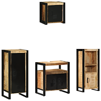 vidaXL Badrumsmöbelset 4 st Brun och svart 40 x 35 x 90 cm