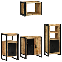 vidaXL Badrumsmöbelset 4 pcs Brun 55 x 35 x 60 cm Massivt mangoträ