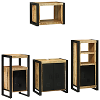 vidaXL Badrumsmöbelset 4 pcs Brun 55 x 35 x 60 cm Massivt mangoträ