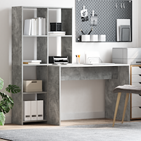 vidaXL Skrivbord Betonggrå 138.5 x 55 x 143 cm Konstruerat trä
