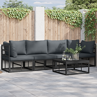 vidaXL Trädgårdsoffset 4 pcs Svart 283 x 71.5 x 71 cm Aluminium