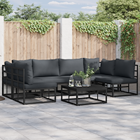vidaXL Trädgårdsoffset 6 pcs Svart 283 x 141.5 x 71 cm Aluminium