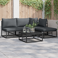 vidaXL Trädgårdsoffset 4 pcs Svart 211,5 x 141,5 x 71 cm Aluminium