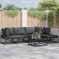 vidaXL Trädgårdsoffset 5 pcs Svart 283 x 141.5 x 71 cm Aluminium