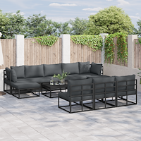 vidaXL Trädgårdsoffset 11 pcs Svart 70 x 70 x 32 cm Aluminium
