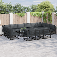 vidaXL Trädgårdsoffset 13 pcs Svart 423 x 211.5 x 71 cm Aluminium