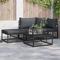 vidaXL Trädgårdsoffset 3 pcs Svart 211.5 x 71.5 x 71 cm Aluminium