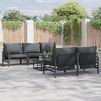vidaXL Trädgårdsoffset 6 pcs Antracit 70 x 70.5 x 31.5 cm Stål & tyg