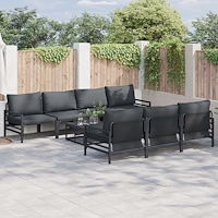 vidaXL Trädgårdsoffset 8 pcs Antracit 70 x 70,5 x 31,5 cm Stål & Tyg