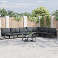 vidaXL Trädgårdsoffset 8 pcs Antracit Stål