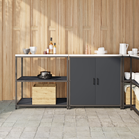 vidaXL Köksförvaringsset med hylla med lagring med dörr Justerbar 2 pcs Antracit 150 x 50 x 92 cm