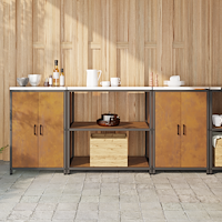 vidaXL Köksförvaringsset 3 pcs Rostig 210 x 50 x 92 cm cortenstål