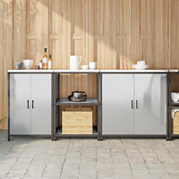 vidaXL Kökförvaringsset 3 pcs Silver 210 x 50 x 92 cm Rostfritt stål