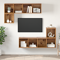 vidaXL TV-bänkset 4 pcs Gammalt trä 37 x 37 x 142.5 cm Konstruerat trä
