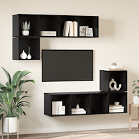 vidaXL TV-bänkset 4 pcs Svart ek 37 x 37 x 142.5 cm Konstruerat trä