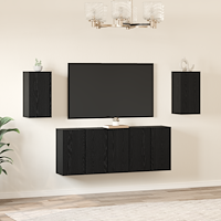 vidaXL TV-bänkset 7 pcs Svart ek 30.5 x 30 x 60 cm Konstruerat trä