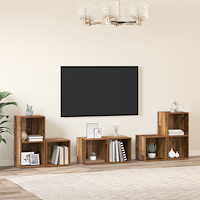 vidaXL TV-bänkset med hylla med lagring 6 pcs Gammalt trä Konstruerat trä