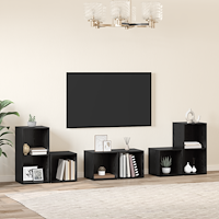 vidaXL TV-bänkset med hylla med lagring 6 pcs Svart Ek Konstruerat trä